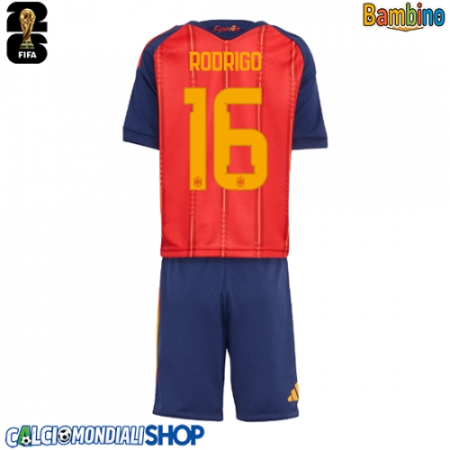 Maglie da calcio Spagna Rodri Hernandez #16 Prima Maglia Bambino Mondiali 2026  Manica Corta + Pantaloni corti)